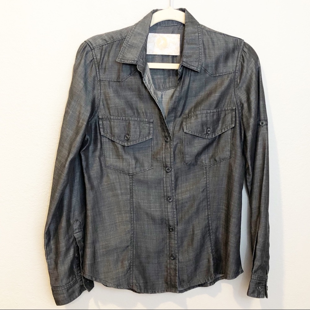 Bella Dahl‎ Dark Chambray Button Down Shirt Small